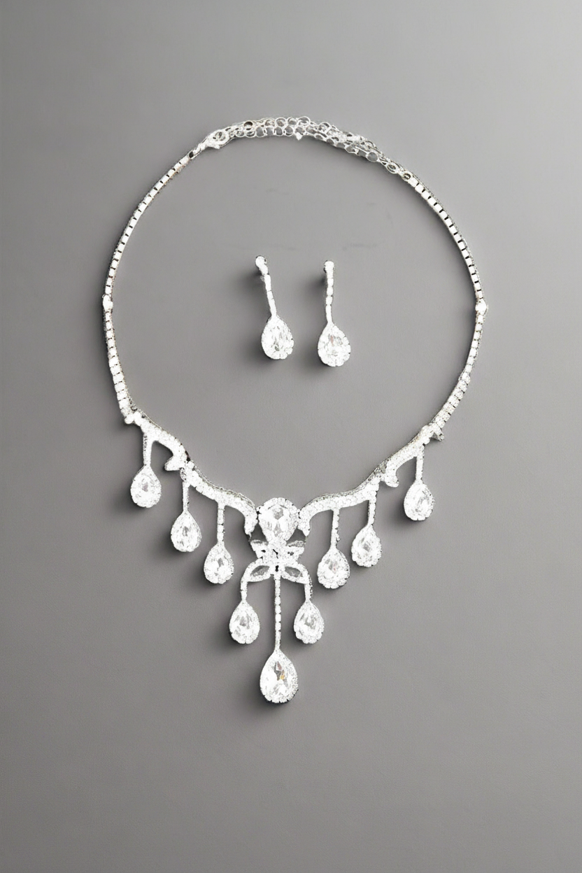 Calla Collection TR-22136 Sparkling Sophisticated Rhinestone Necklace Set