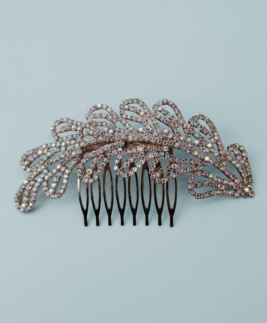 Calla Collection Hair Comb TR-40751 Opulent Intricate Rhinestone Royal Hair Comb