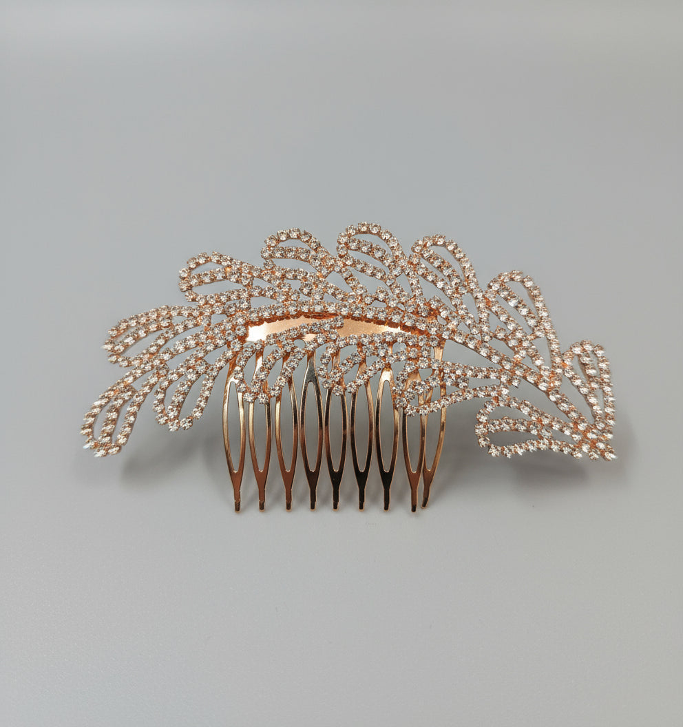 Calla Collection Hair Comb TR-40751 Opulent Intricate Rhinestone Royal Hair Comb