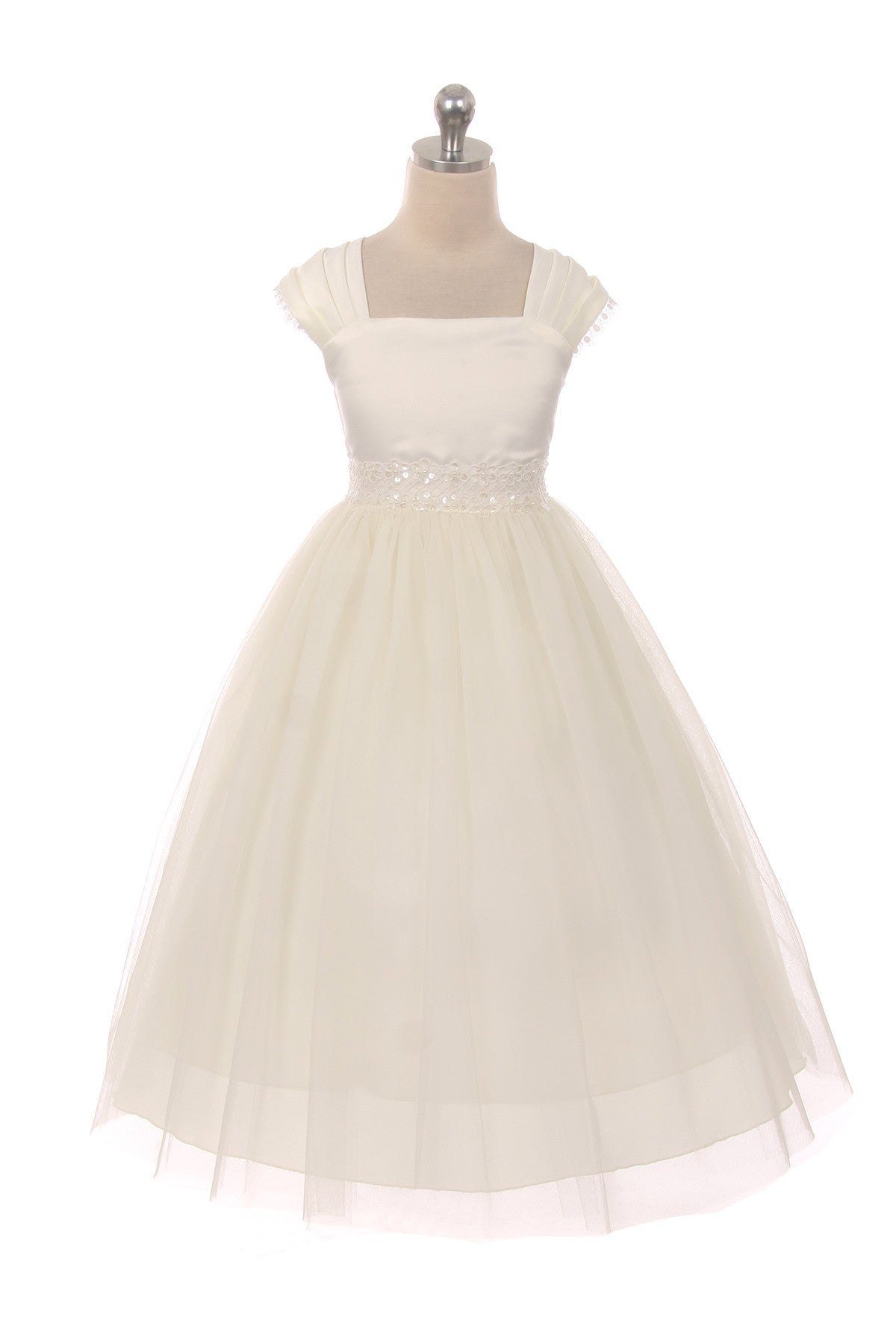 Dress - Pleated Cap Sleeve Long Plus Size Girl Dress