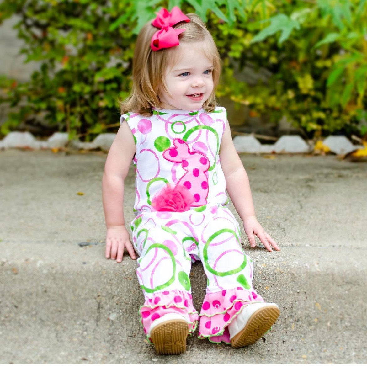 AnnLoren Easter Bunny Baby Girls Romper Toddler Holiday Clothing Playsuit