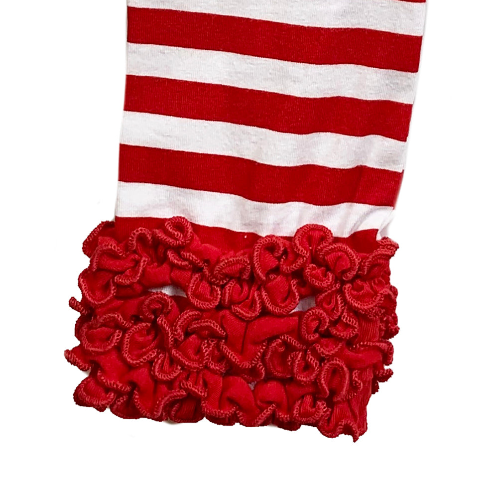 AnnLoren Baby Toddler Big Girls Boutique Red Ruffle Butt Leggings