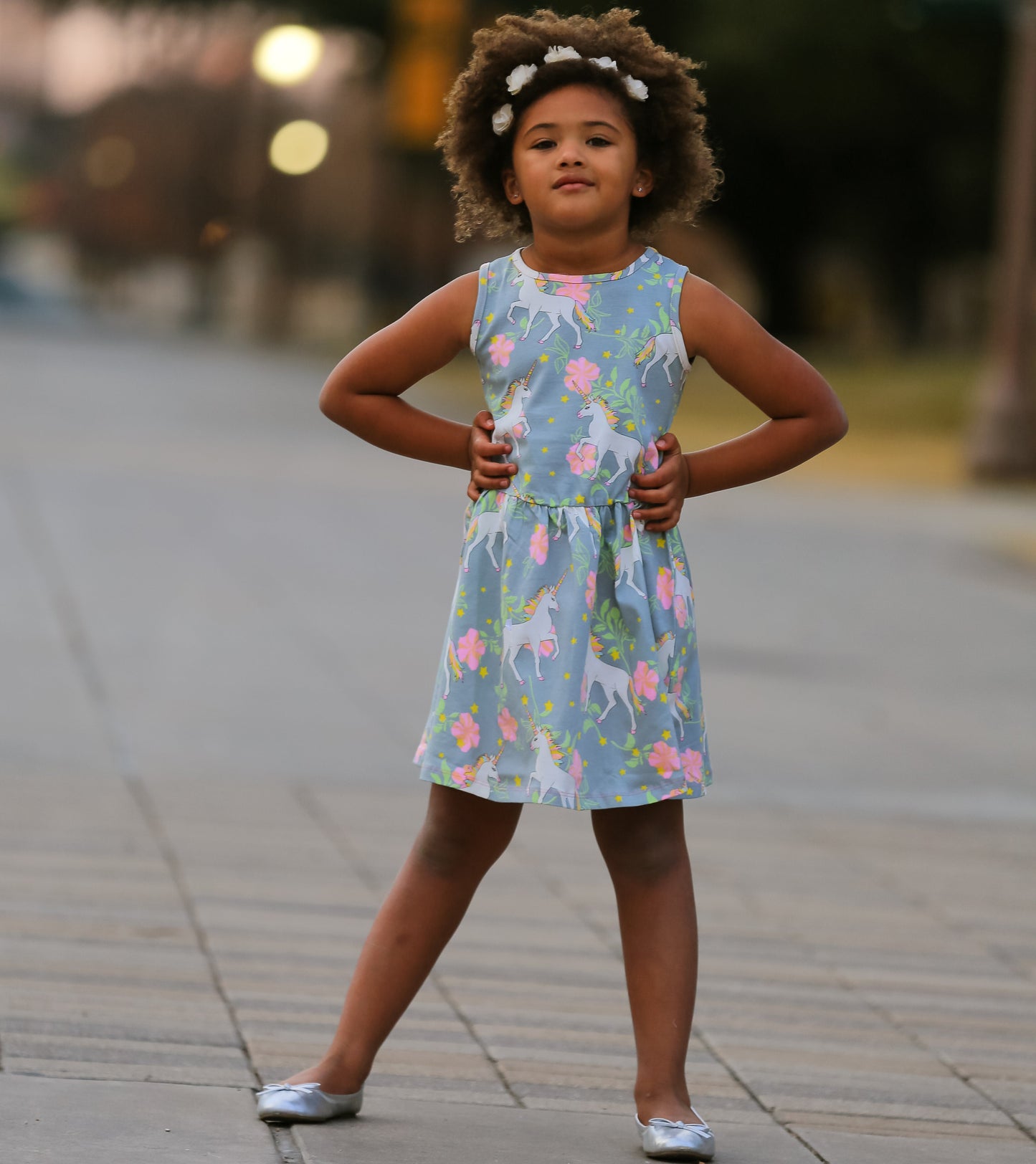 AnnLoren Big Girls Magical Unicorns Rainbows Sleeveless Dress Party Outfit sz 11/12
