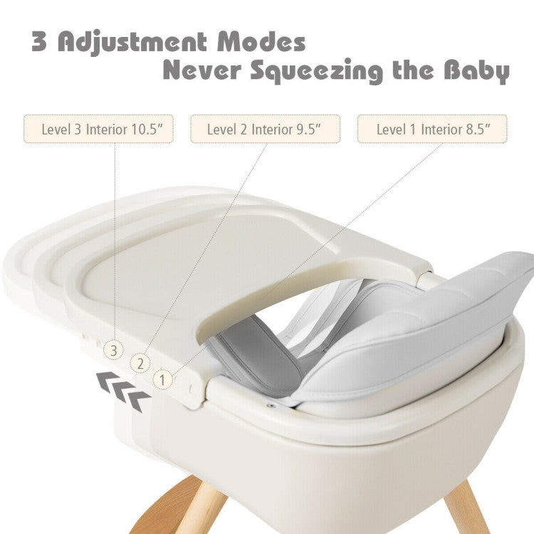 3-in-1 Convertible Wooden High Chair with Cushion
