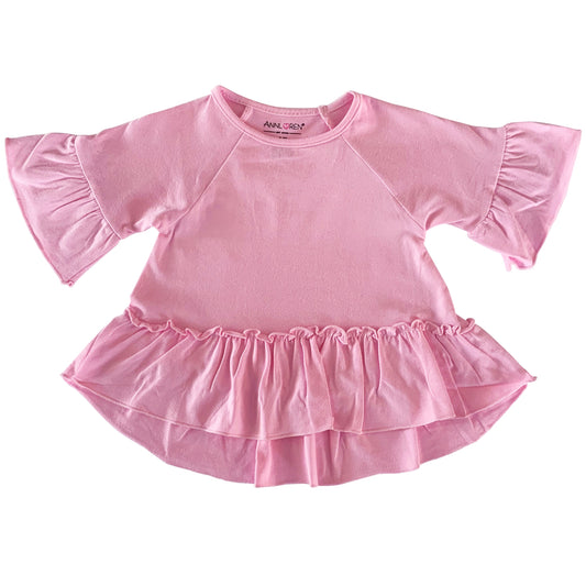 AnnLoren Little Toddler Big Girls' Angel Sleeve Pink Boutique Ruffle Top Shirt Clothing Sizes 2/3T - 7/8