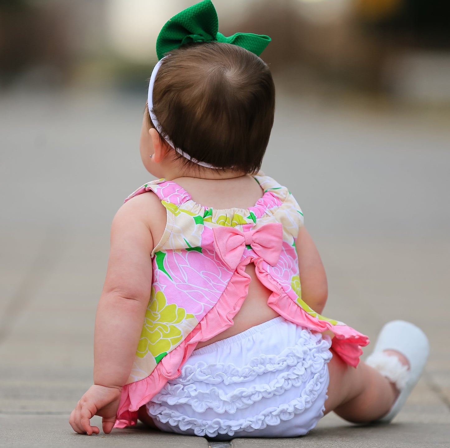 AnnLoren Baby/Toddler Girls Open Back Swing Tank Top with Bow Floral Design