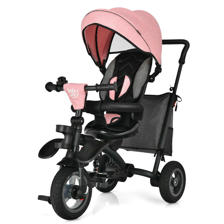 7-In-1 Baby Folding Tricycle Stroller with Rotatable Seat