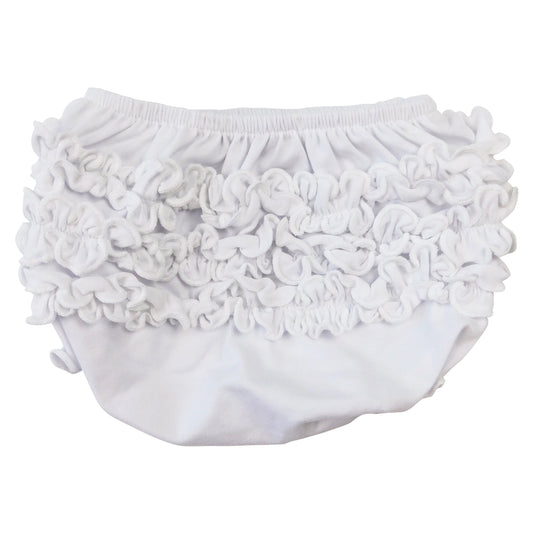 AnnLoren Girls White Knit Ruffled Butt Bloomer Baby/Toddler Diaper Cover