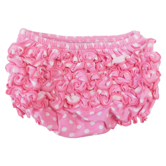 AnnLoren Baby & Toddler Girls Pink Polka Dot Knit Ruffled Butt Bloomer Diaper Cover