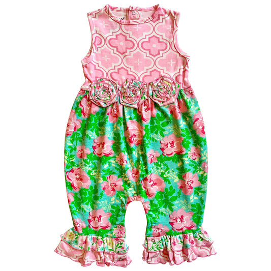 AnnLoren Rose Floral Baby Girls' Romper Toddler Jumpsuit Summer