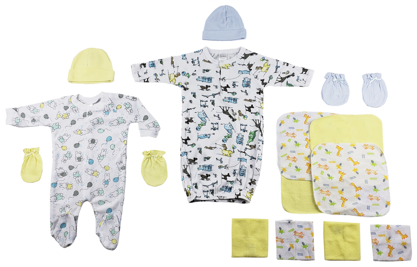 Sleep-n-Play, Gown, Caps, Mittens and Washcloths - 14 pc Set CS_0039