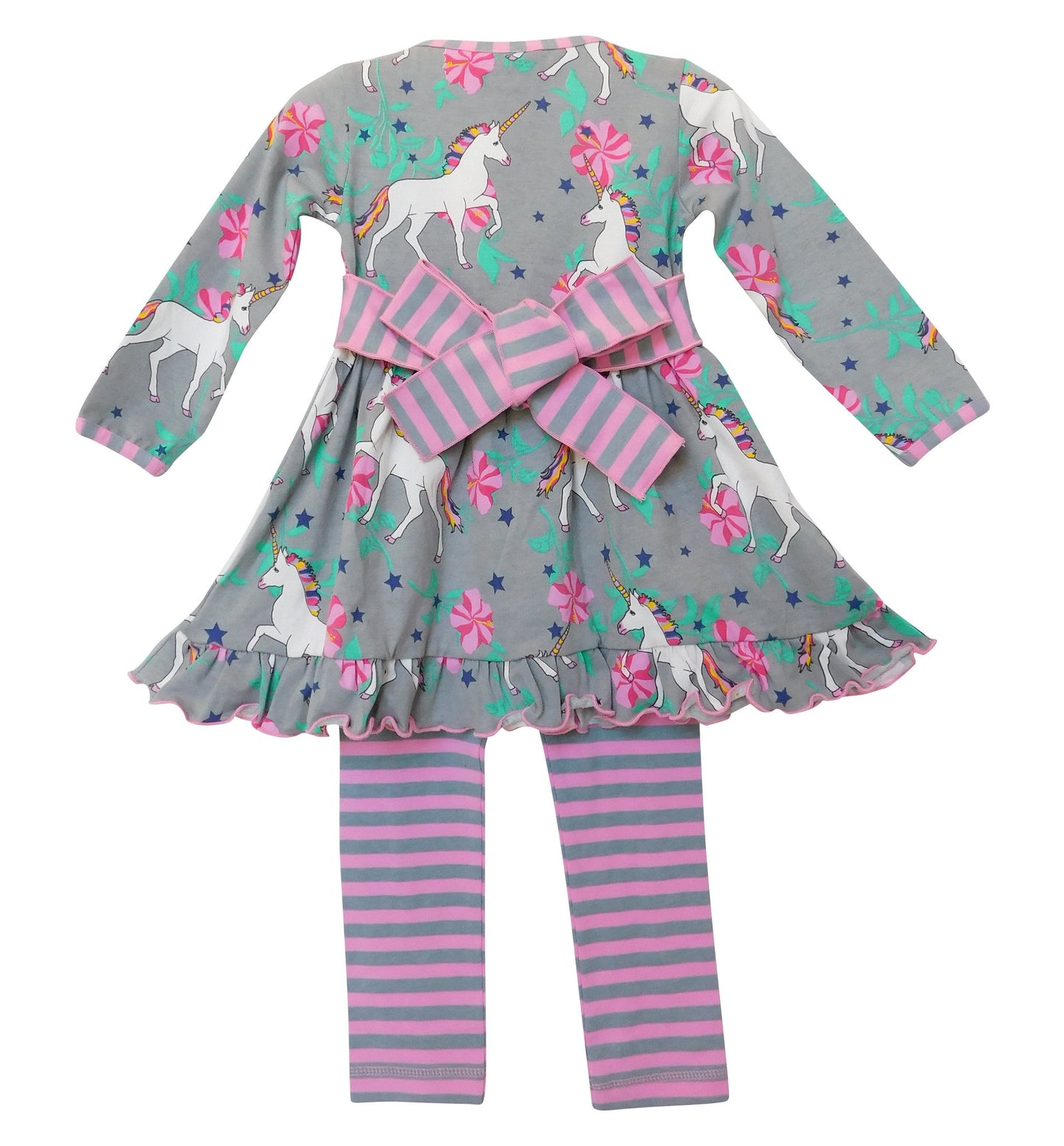 AnnLoren Girls Unicorns and Rainbows Dress & Leggings Back to School Clothing