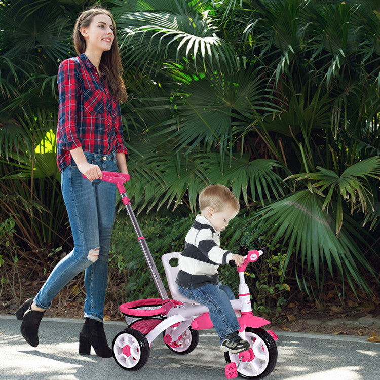 4-in-1 Detachable Baby Stroller Tricycle with Round Canopy