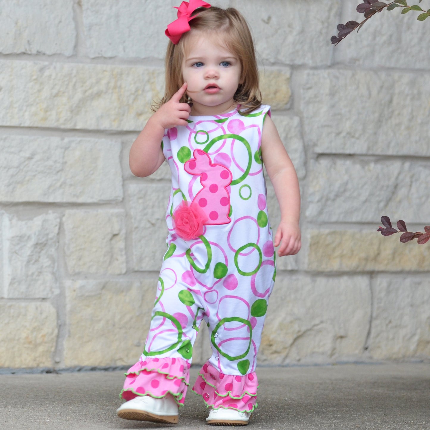 AnnLoren Easter Bunny Baby Girls Romper Toddler Holiday Clothing Playsuit