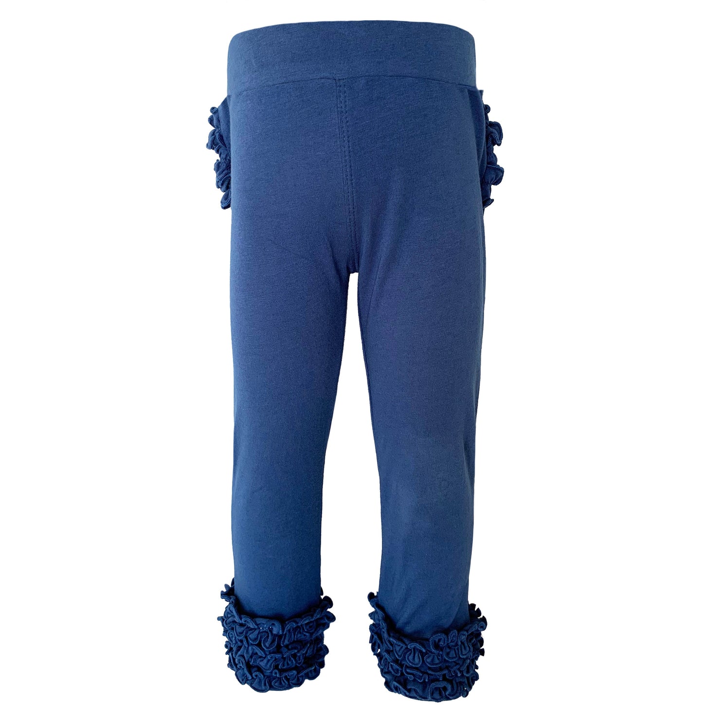 AnnLoren Baby Toddler Big Girls Boutique Navy Ruffle Butt Leggings