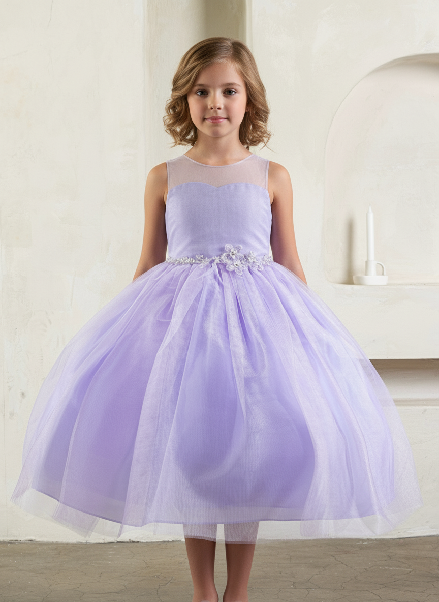 Full-length princess silhouette engineered with an integrated heavy crinoline netting underlayer for bounce on D-836.