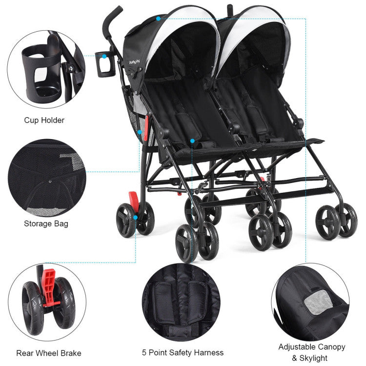 Foldable Twin Baby Double Stroller