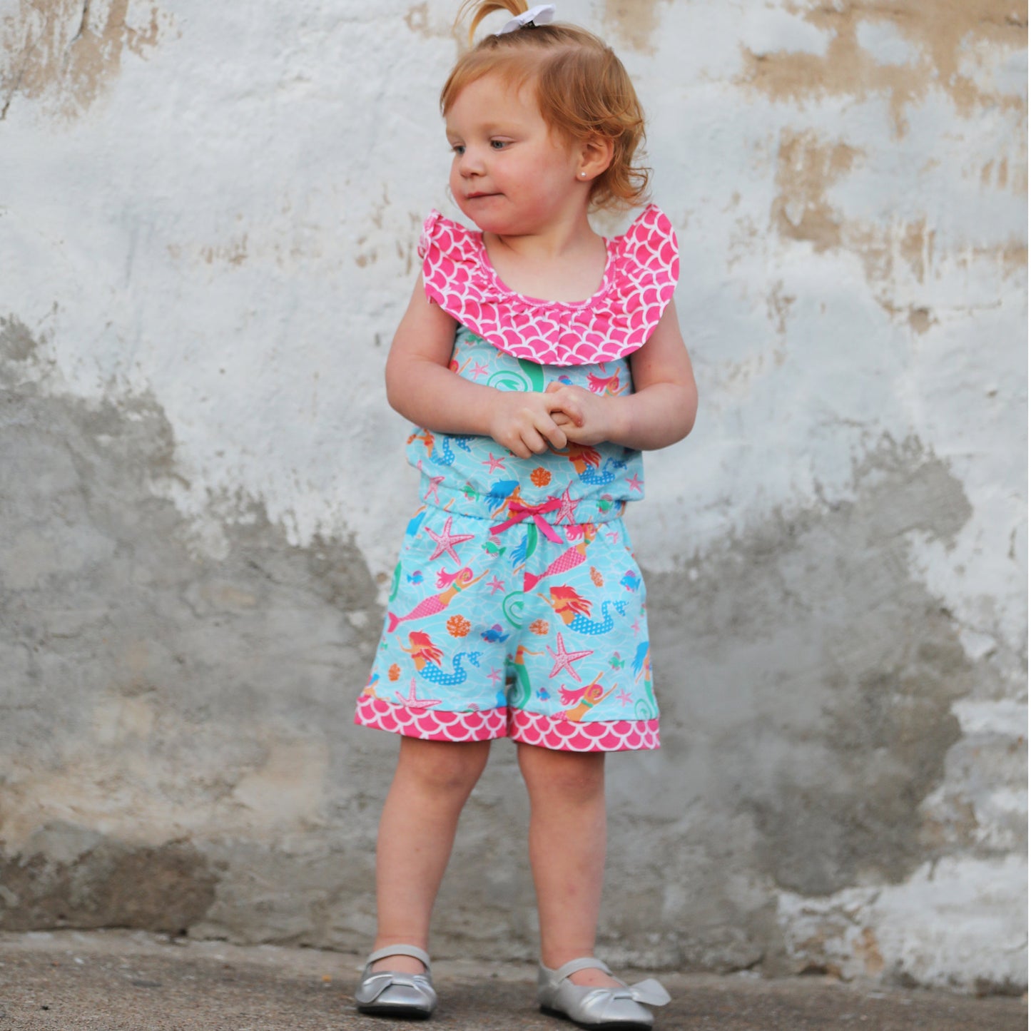 AnnLoren Little Big Girls Nautical Jumpsuit Mermaid Romper Spring Summer Boutique Clothing Sizes 2/3T - 11/12