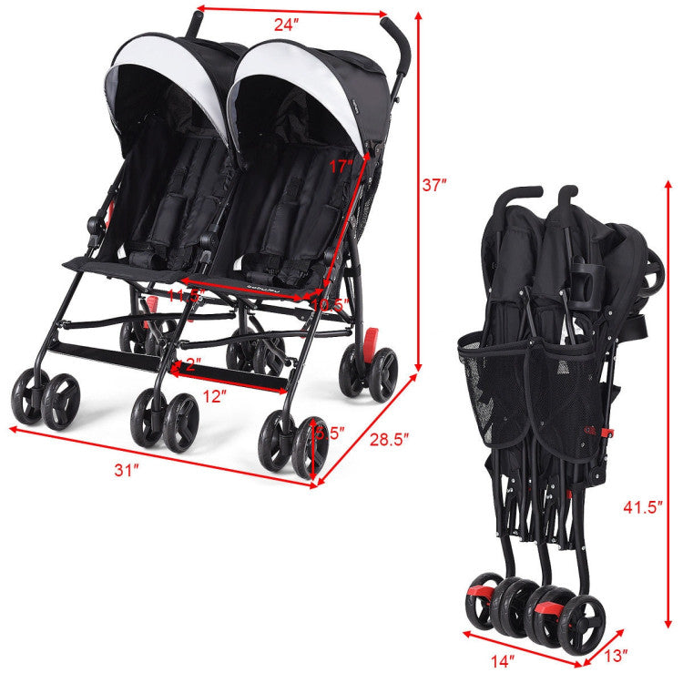 Foldable Twin Baby Double Stroller