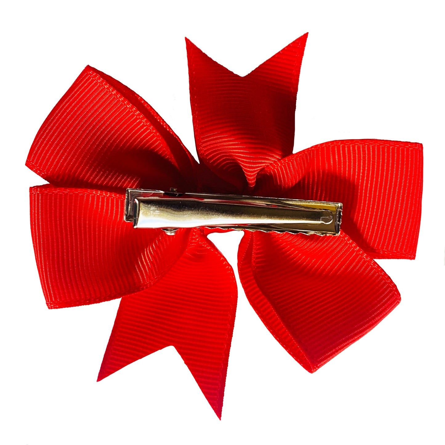 Set of 3- RED 4" Ribbon Bow Clips
