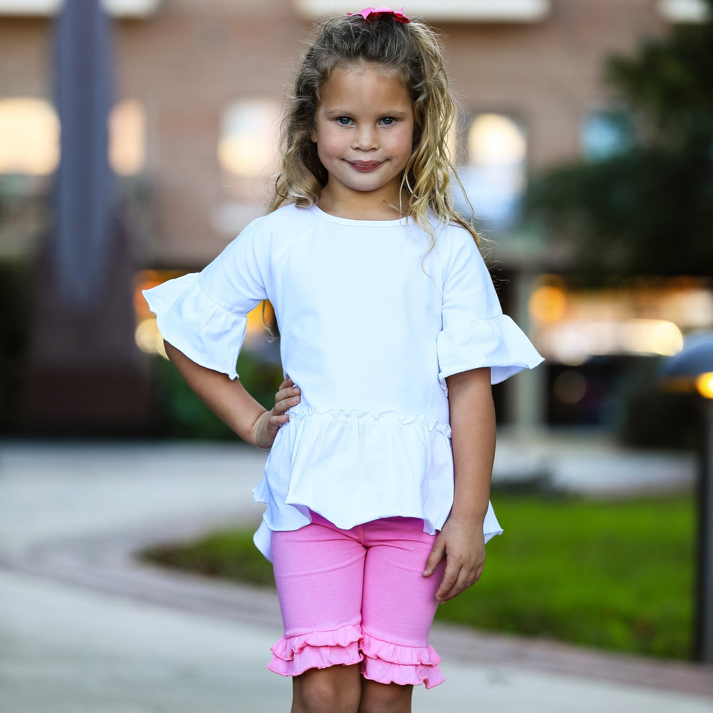 AnnLoren Little Toddler Big Girls' Angel Sleeve White Boutique Ruffle Top Shirt Clothing Sizes 2/3T - 7/8