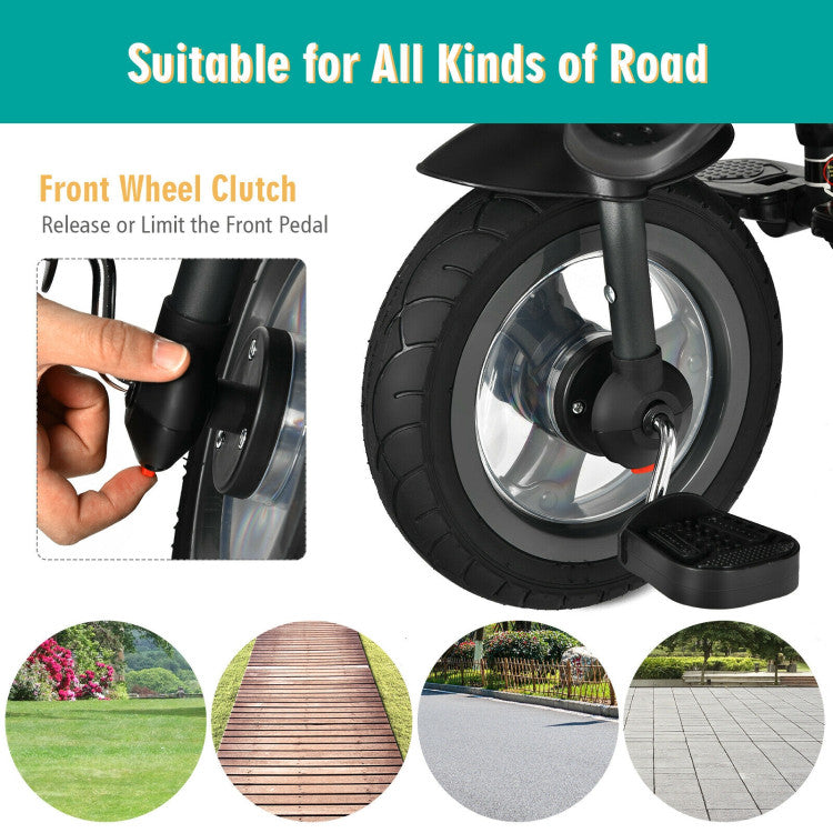 7-In-1 Baby Folding Tricycle Stroller with Rotatable Seat
