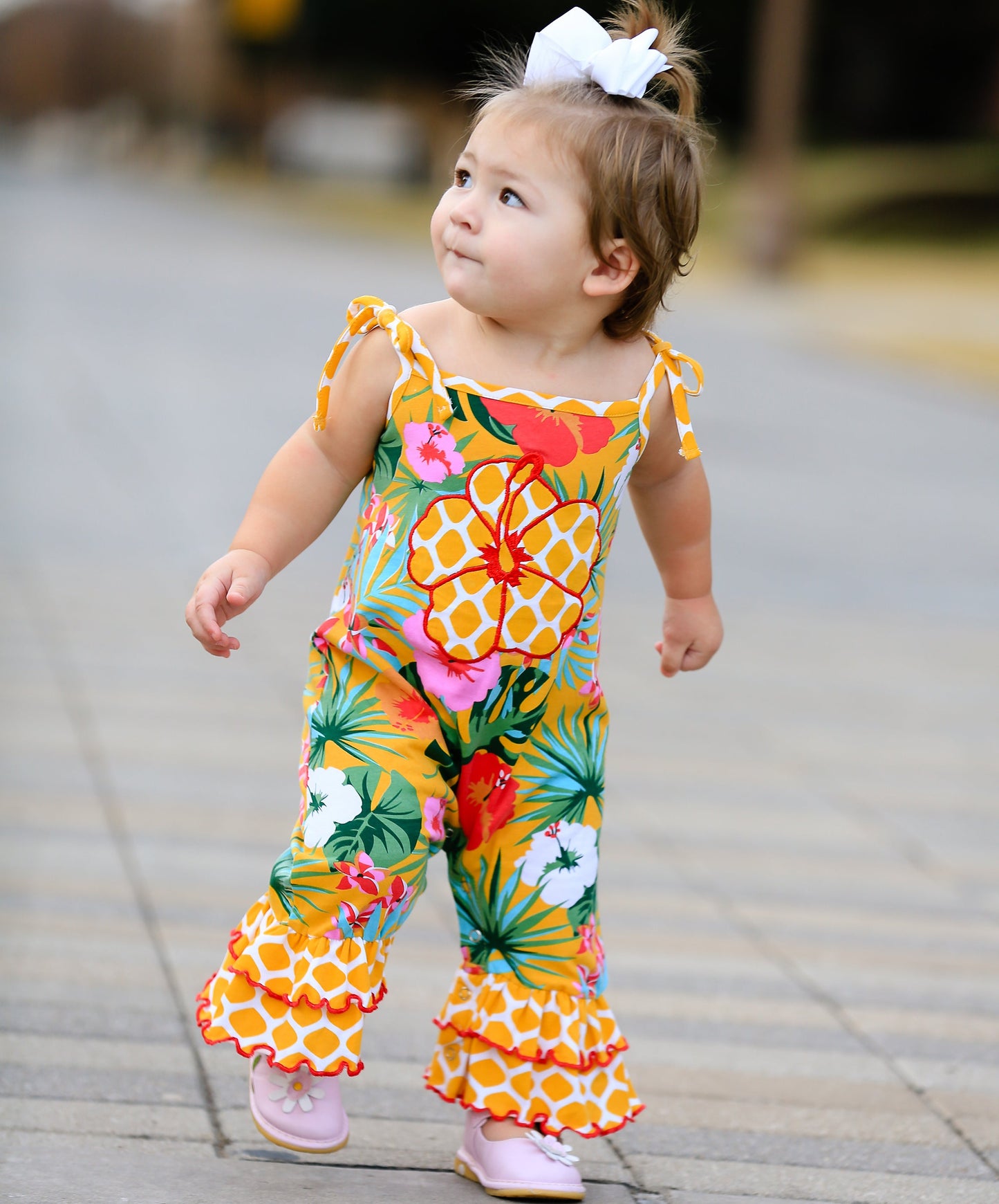 AnnLoren Hawaiian Hibiscus Floral Baby Girls' Romper Toddler Tropical Jumpsuit