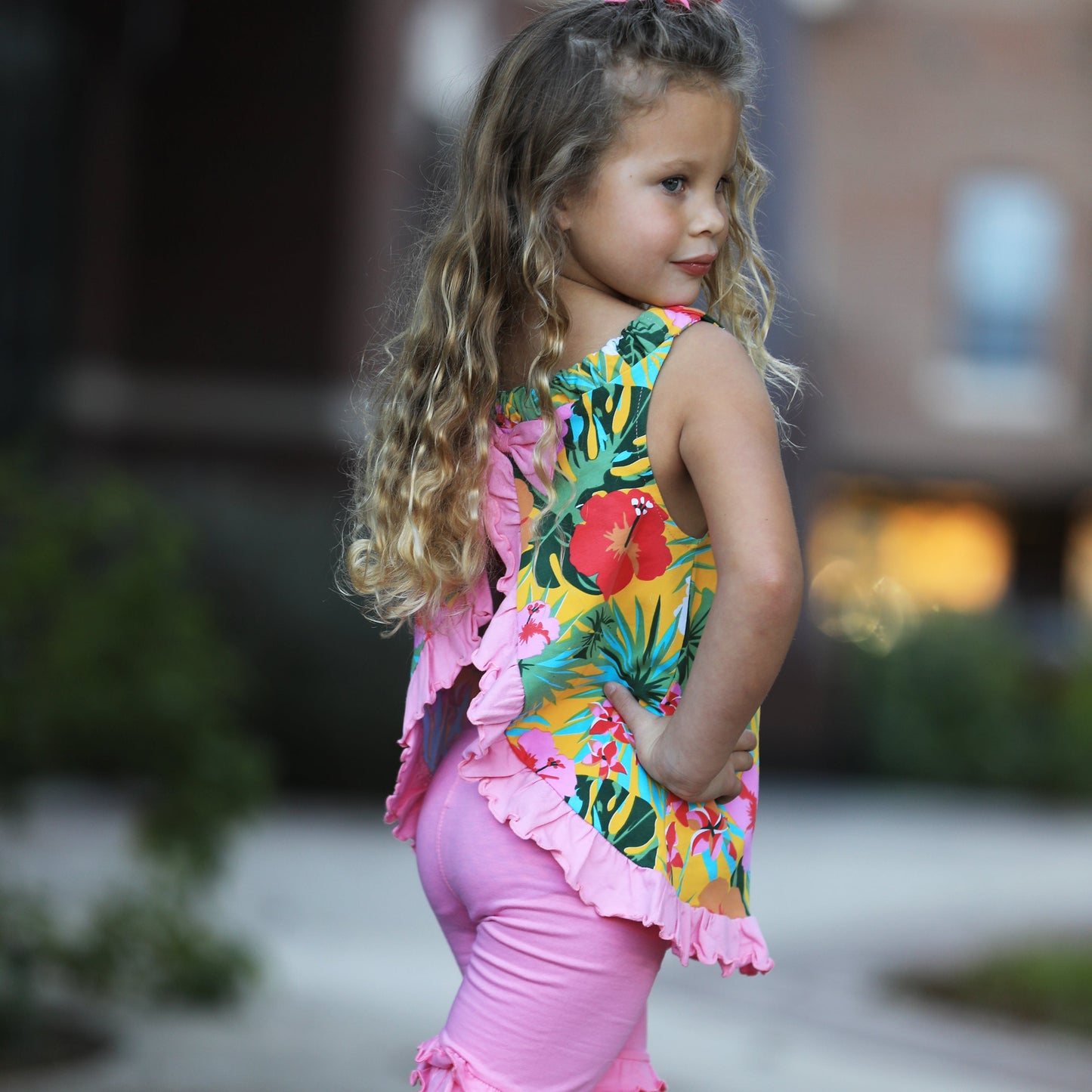 AnnLoren Baby Girls Tropical Hawaiian Swing Tank Top