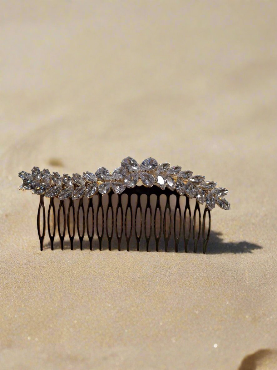 Calla Collection Hair Comb TR-41277 Glamorous Statement Cubic Zirconia CZ Hair Comb