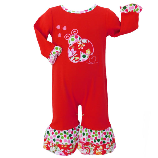 AnnLoren Baby Girls Boutique Winter Polka Dot & Floral Ladybug Holiday Toddler
