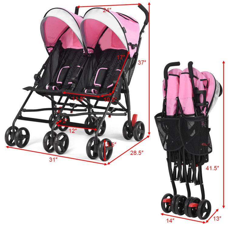 Foldable Twin Baby Double Stroller