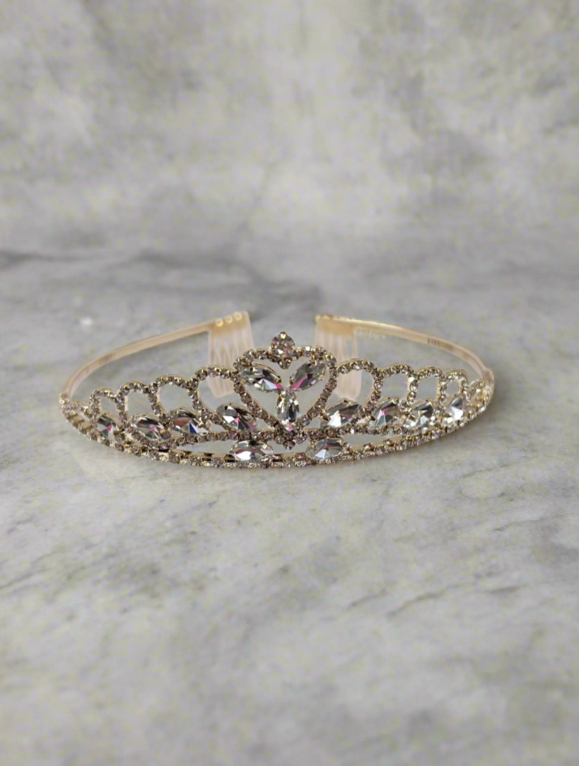 Glittering rhinestone matrix and lightweight metal alloy frame on the Calla Collection TR-40317 formal crown