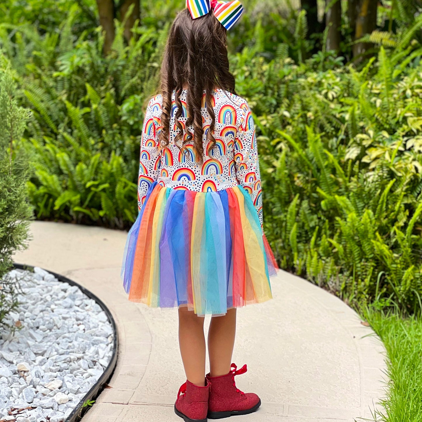 Girls Boutique Ombre Rainbow Mesh Tulle Party Dress