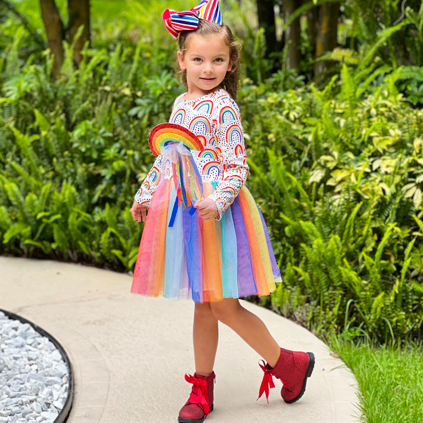 Girls Boutique Ombre Rainbow Mesh Tulle Party Dress