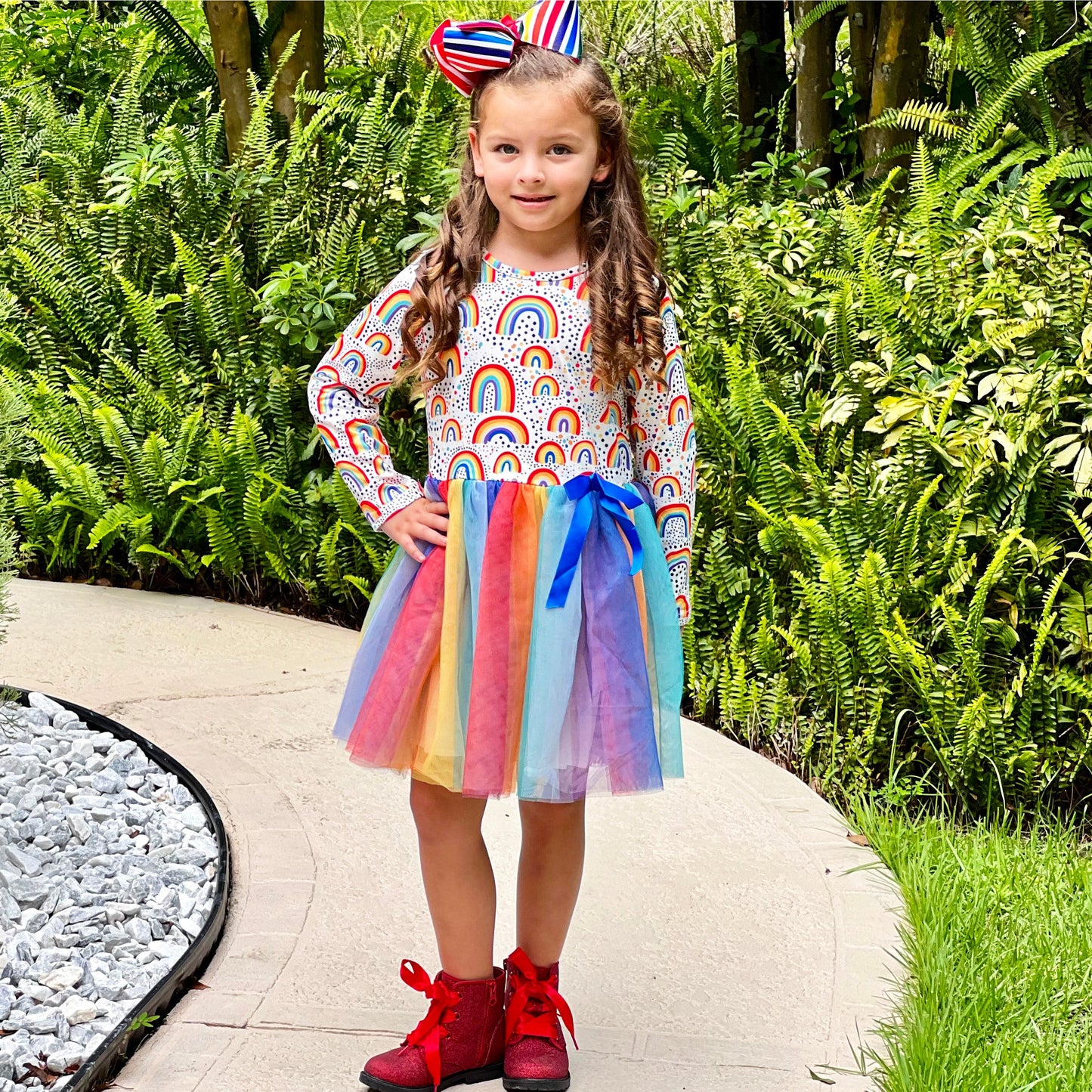 Girls Boutique Ombre Rainbow Mesh Tulle Party Dress
