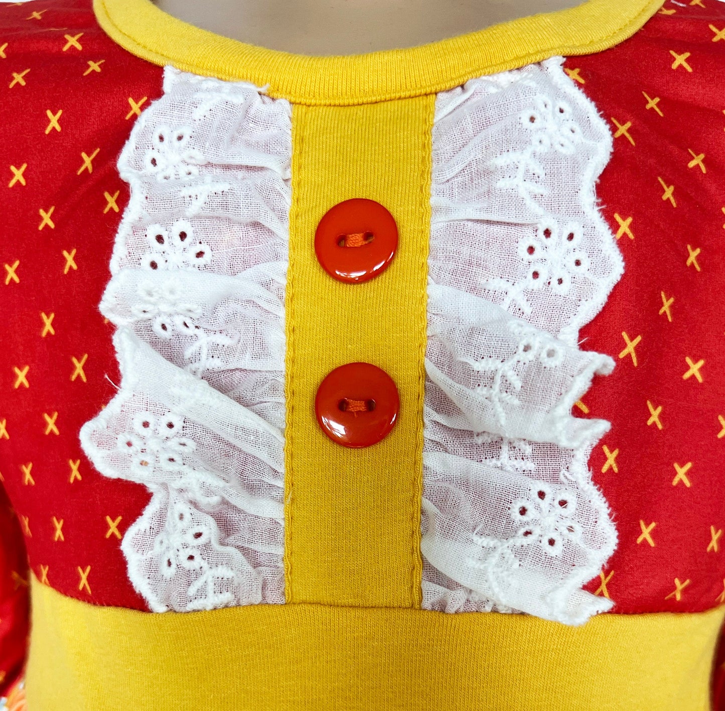 Boutique Girls Boutique Fall Floral Eyelet Tunic & Mustard Ruffle Pants Set