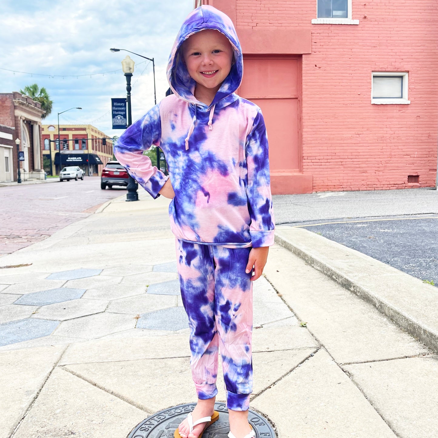 Girls Boutique Purple Tie Dye Hoodie & Joggers Sweatsuit Loungewear