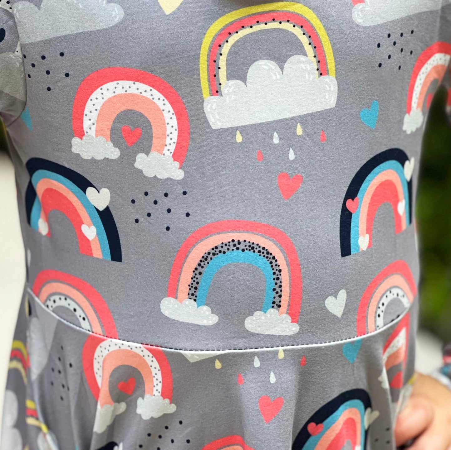Girls Long Sleeve Boutique Flowy light weight Rainbow Swing Party Dress