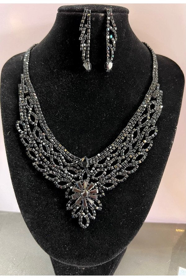 Calla Collection TR-011 Affordable Glam Shimmer Rhinestone Necklace Set
