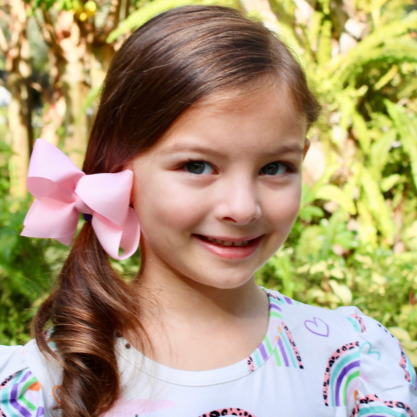 Set of 3- Baby Pink 4" Ribbon Bow Clips