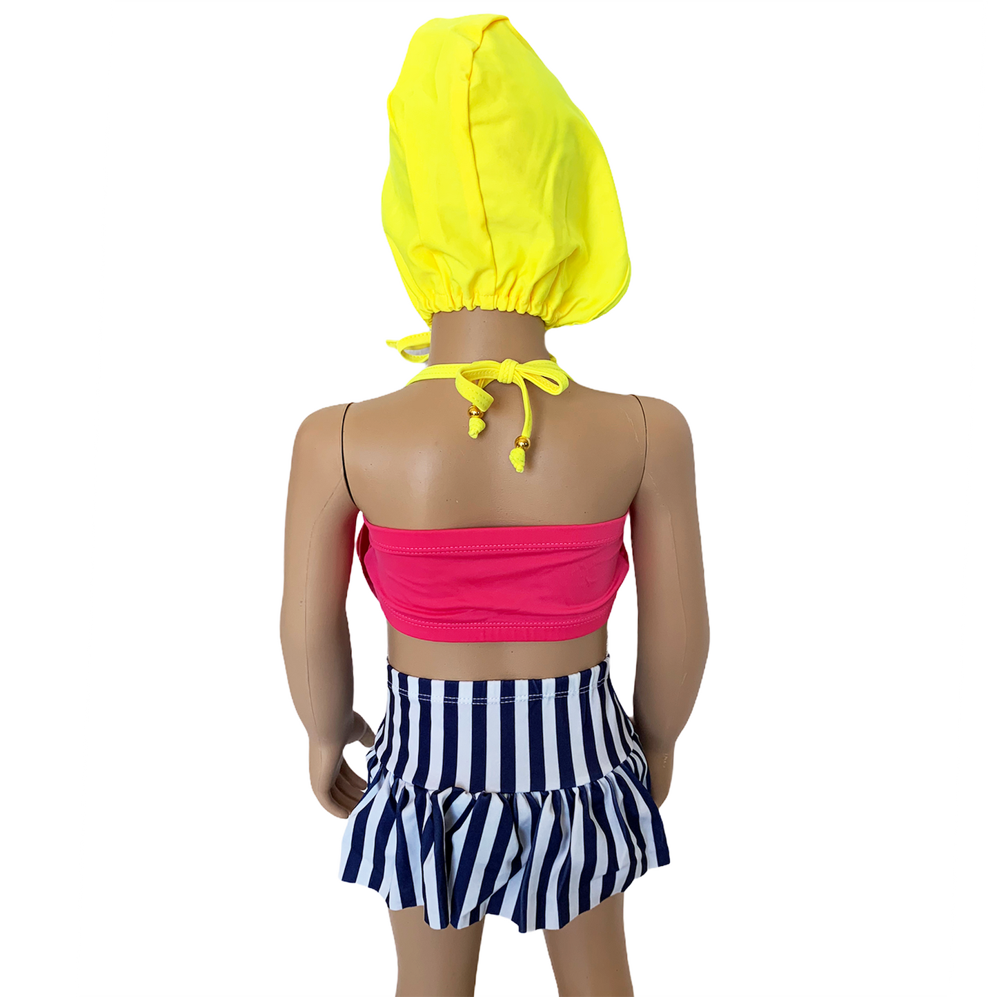 AL Limited Girls 3 piece Striped Skirt Hot Pink bathing suit