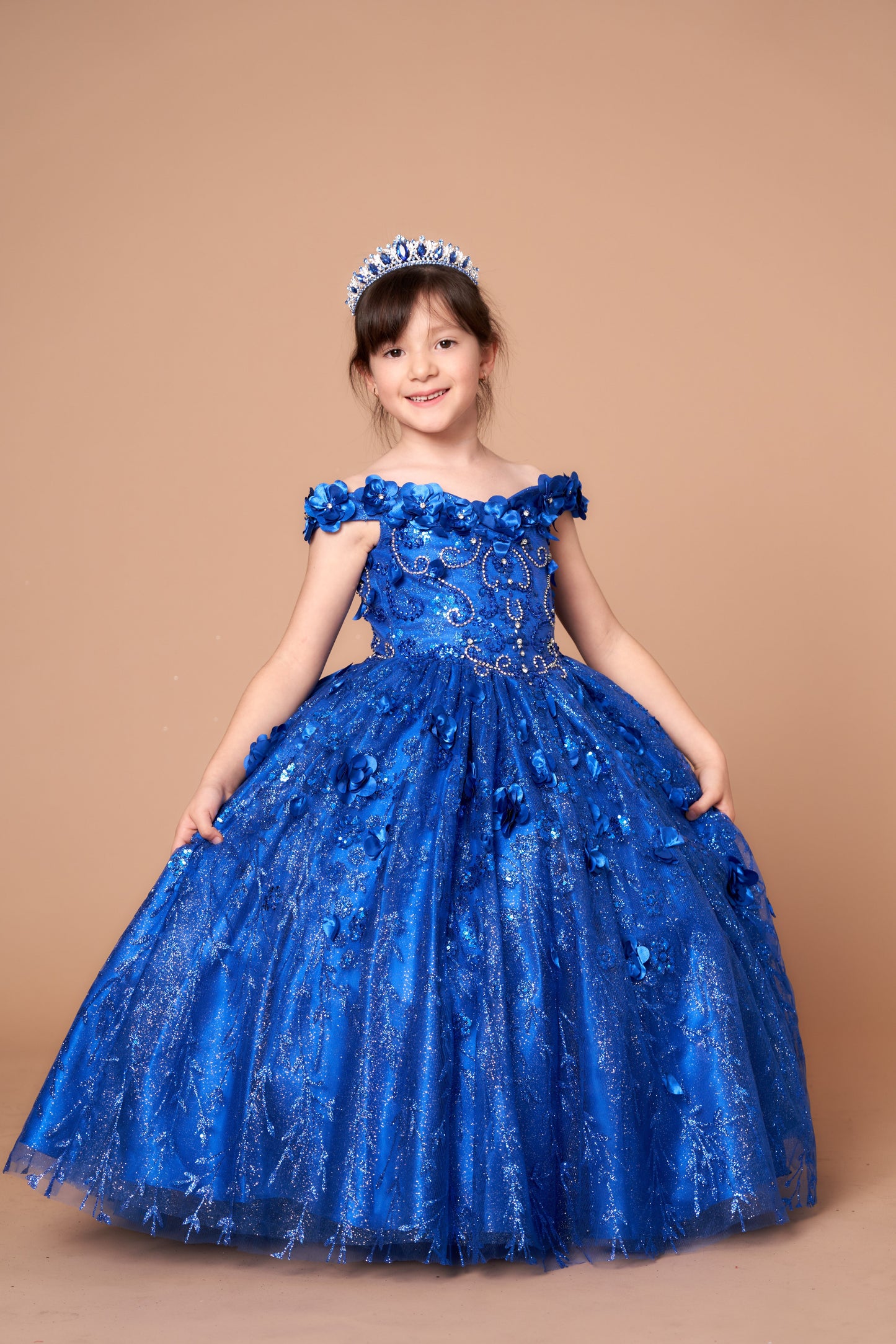 Breathtaking floor-length ball gown skirt dropping into a wide sweeping, high-volume princess silhouette on SCK-301.