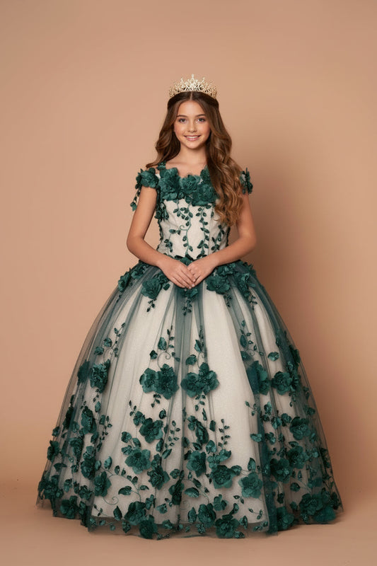 Girls' SCK-305BIG dress by CALLAcollection featuring a colorful floral pattern and lightweight fabric, perfect for spring and summer.