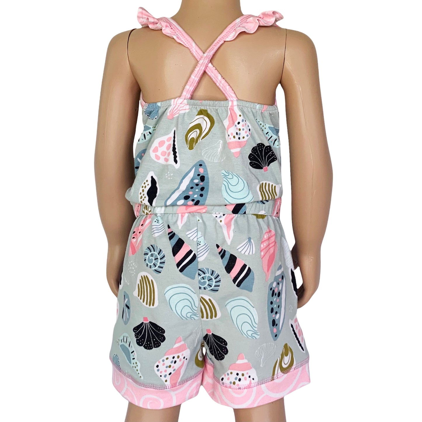AnnLoren Girls Boutique Shells by the Seashore Jumpsuit Spring/Summer Romper