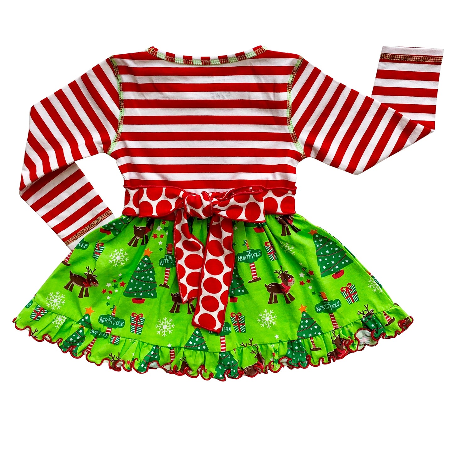 AnnLoren Girls Boutique Christmas Holiday Dress and Polka Dot Legging Set
