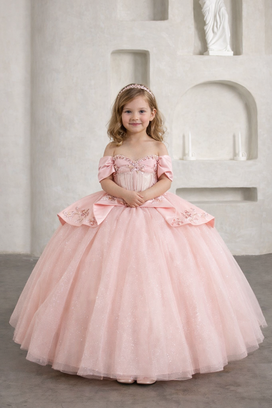 Girls' SCK-327 from CALLAcollection featuring a stylish, colorful dress with floral patterns and ruffled details.