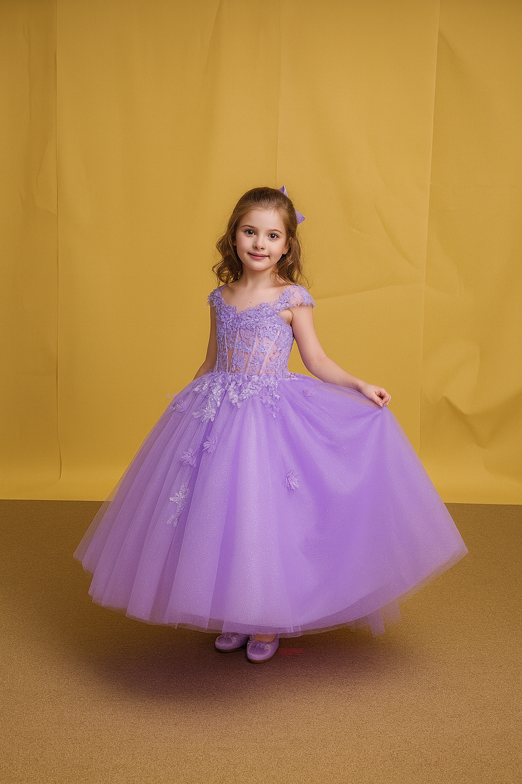 Breathtaking floor-length ball gown skirt crafted from multiple flowing layers of premium soft-spun tulle on the Calla Collection SCK-315 gown.