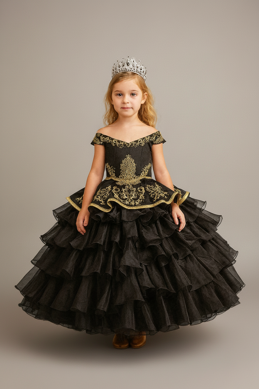 Rich traditional embroidery threads forming high-contrast folk-art patterns across the front panel of the Calla Collection SCK-313 dress.