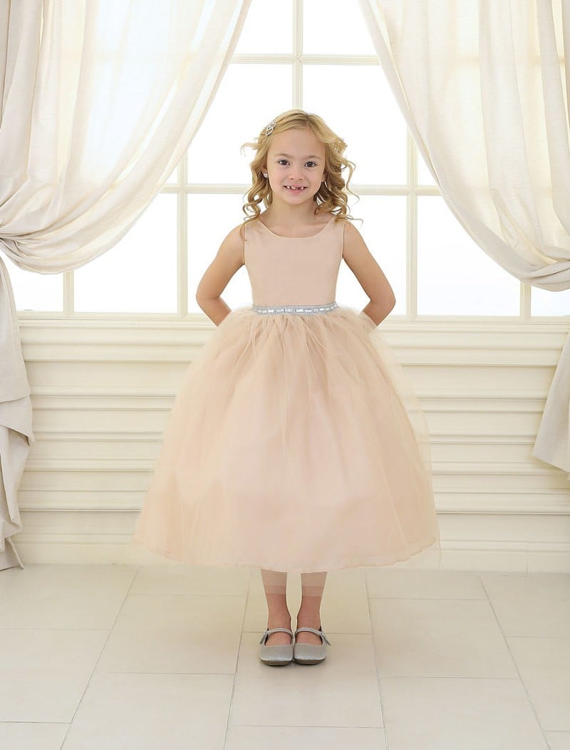 Faux pearls and rhinestone accents on the Calla Collection D-754 design