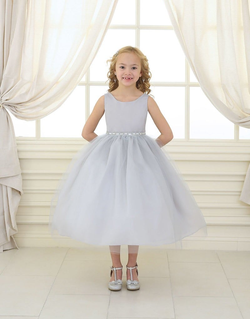 Floor-length A-line skirt with layers of tulle fabric on Calla Collection D-754